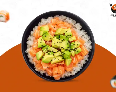 Riz vinaigré tartare saumon avocat