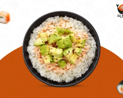 Riz vinaigré tartare thon cuit mayo avocat