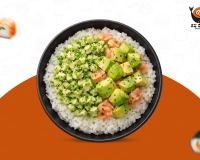 Riz vinaigre tartare concombre avocat