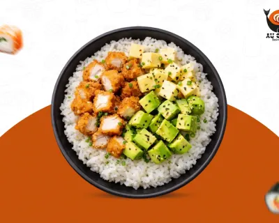 TR6 Riz vinaigré tartare poulet pané cheese avocat